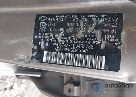 2013 Hyundai Accent Gls z USA, uszkodzony, nr VIN KMHCT4AE1DU453768